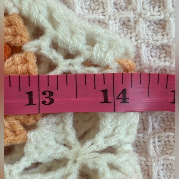 Cotton Emporium orange & brown granny squares crocheted crop top boho XS NWT - Picture 2 of 5